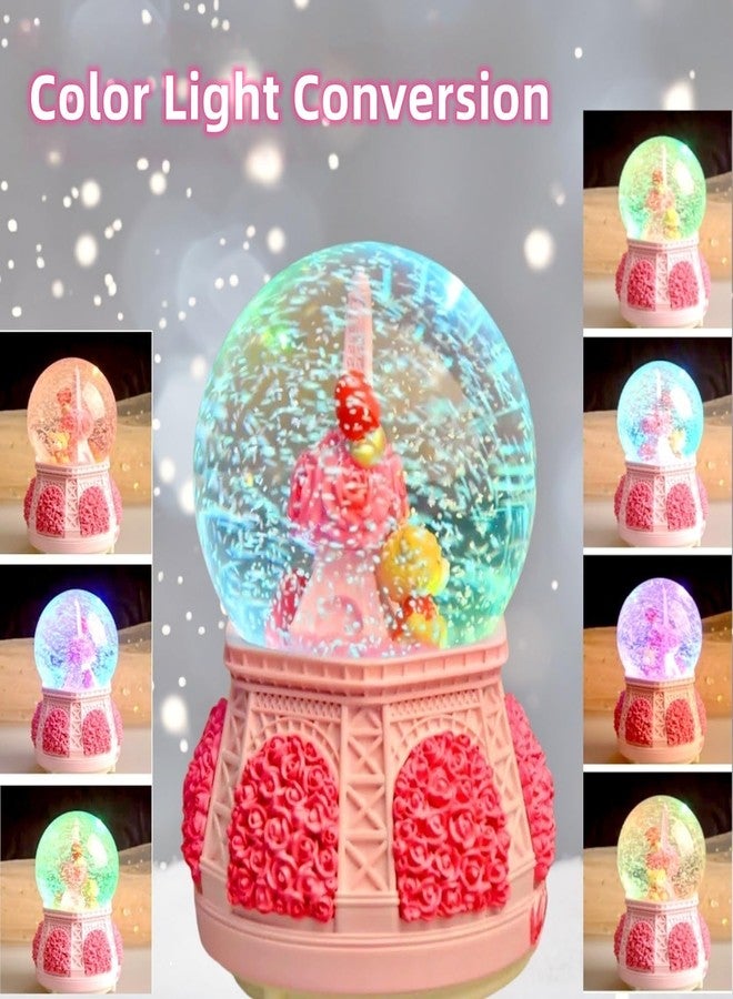 كرات ثلجية، هدايا صندوق موسيقي للبنات، كرات ثلجية موسيقية على شكل برج إيفل مع أضواء LED، تأثير تساقط الثلج، كرة زجاجية مزخرفة لغرفة الأطفال، هدية عيد ميلاد للبنات من عمر 5 إلى 16 سنة - Image 2